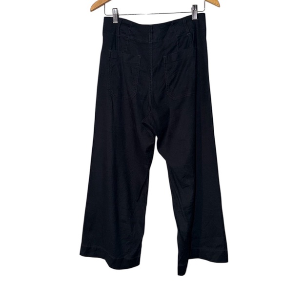 Maeve The Colette Linen Blend Crop Wide Leg Pants In Navy Size 28P - Picture 3 of 6